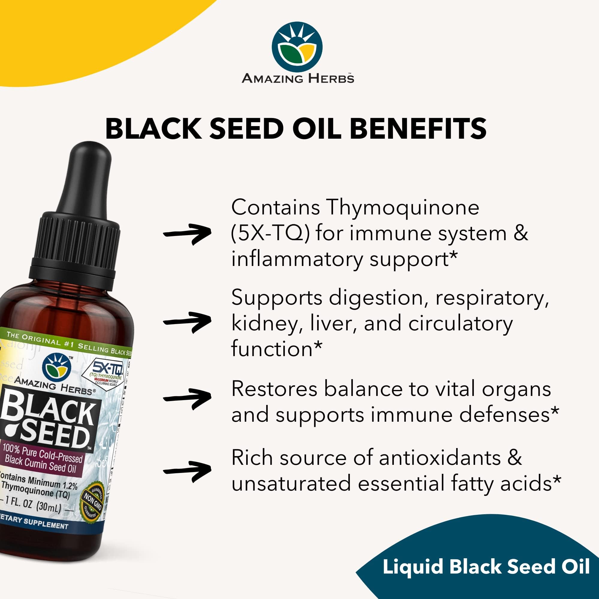 Amazing Herbs Premium Black Seed Oil Liquid - 1 Fl Oz Glass Bottle — Amazon image 4