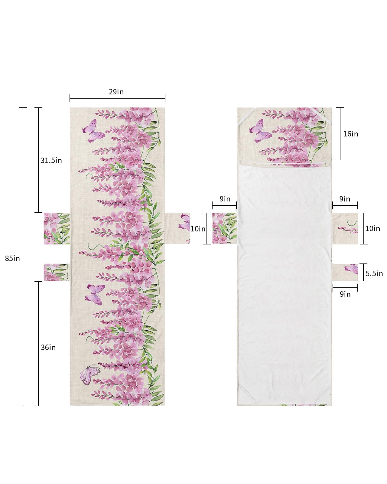 Pink Weeping Floral Beach Lounge Chair Towel Cover, Soft Chaise Lounge Towel with Side Pockets Patio Pool Chairs Cover for Beach/Pool Sunbathing 29x85 Spring Summer Botanical Butterfly Rustic