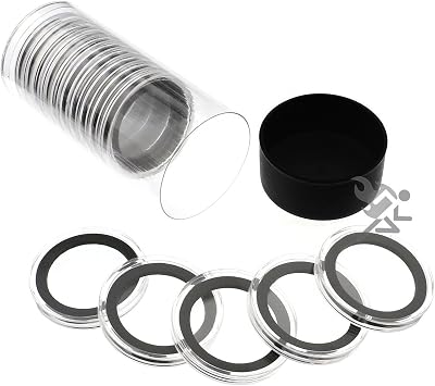 Black Lid Capsule Tube & 15 X38mm Black Ring Coin Holders for 1.5oz Silver Polar Bear