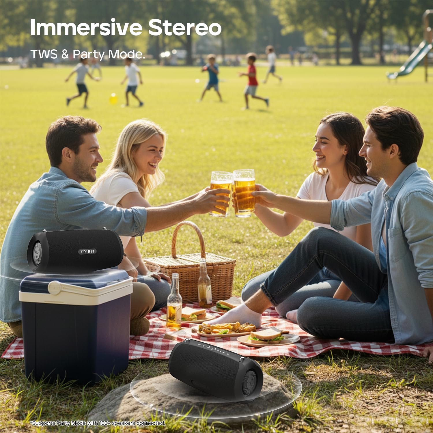 Tribit Portable Bluetooth Speaker StormBox Lava, 80W Loud Wireless Speaker, 24H Playtime, IP67 Waterproof, BT5.4, Custom EQ, XBass, Built-in Mic, TWS Pairing for Camping/Beach/Travel/Outdoor (Gray)