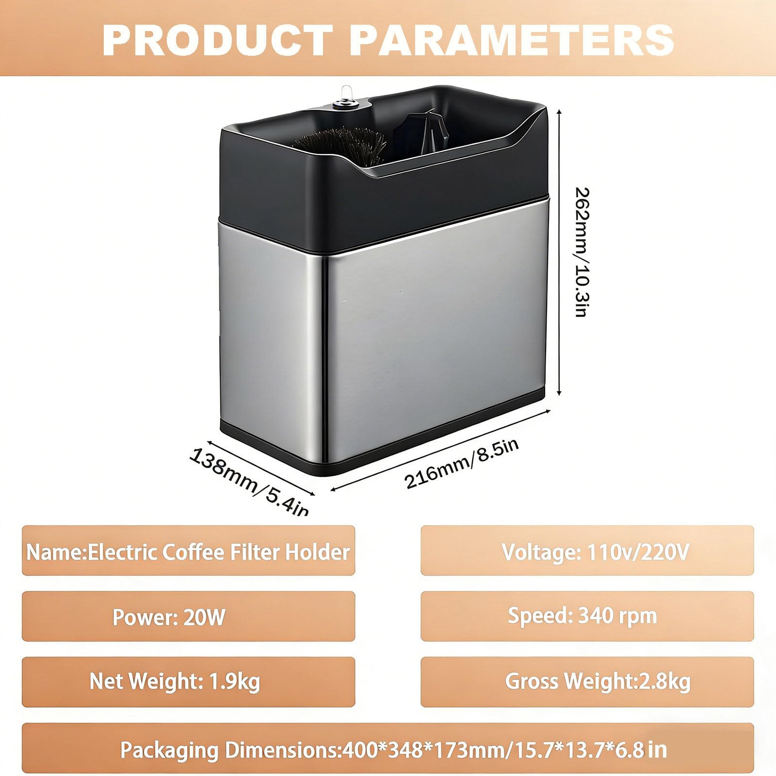 Caja eléctrica de café expreso, máquina automática de limpieza de suelo con 2 raspadores y 2 cabezales de cepillo para uso doméstico, cafetería y restaurante