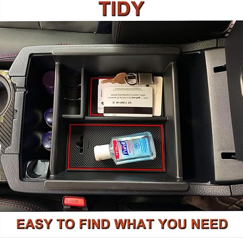 Miniatura 3 de JKCOVER Bandeja organizadora de consola central (rojo) y funda para reposabrazos compatible con Toyota 4Runner 2010, 2011, 2012, 2013, 2014, 2015,