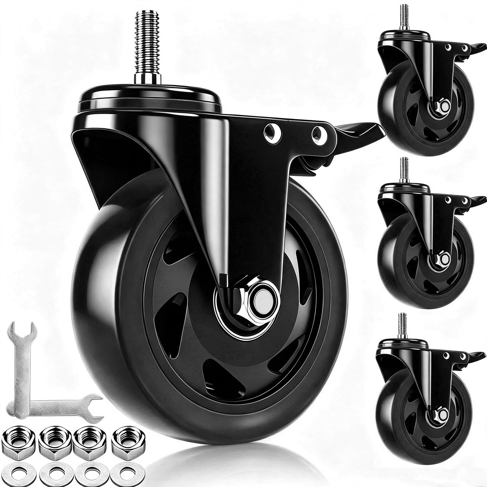 Heavy Duty 4 Inch Stem Casters - Set of 4 -19 Heavy Duty 4 Inch Stem Casters - Set of 4 -19