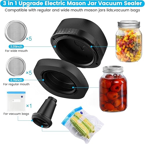 Miniatura 2 de Sellador al vacío eléctrico para tarros Mason  Kit de sellado al vacío BTD-DARBY para tarros de boca ancha y regular, bolsas de vacío,