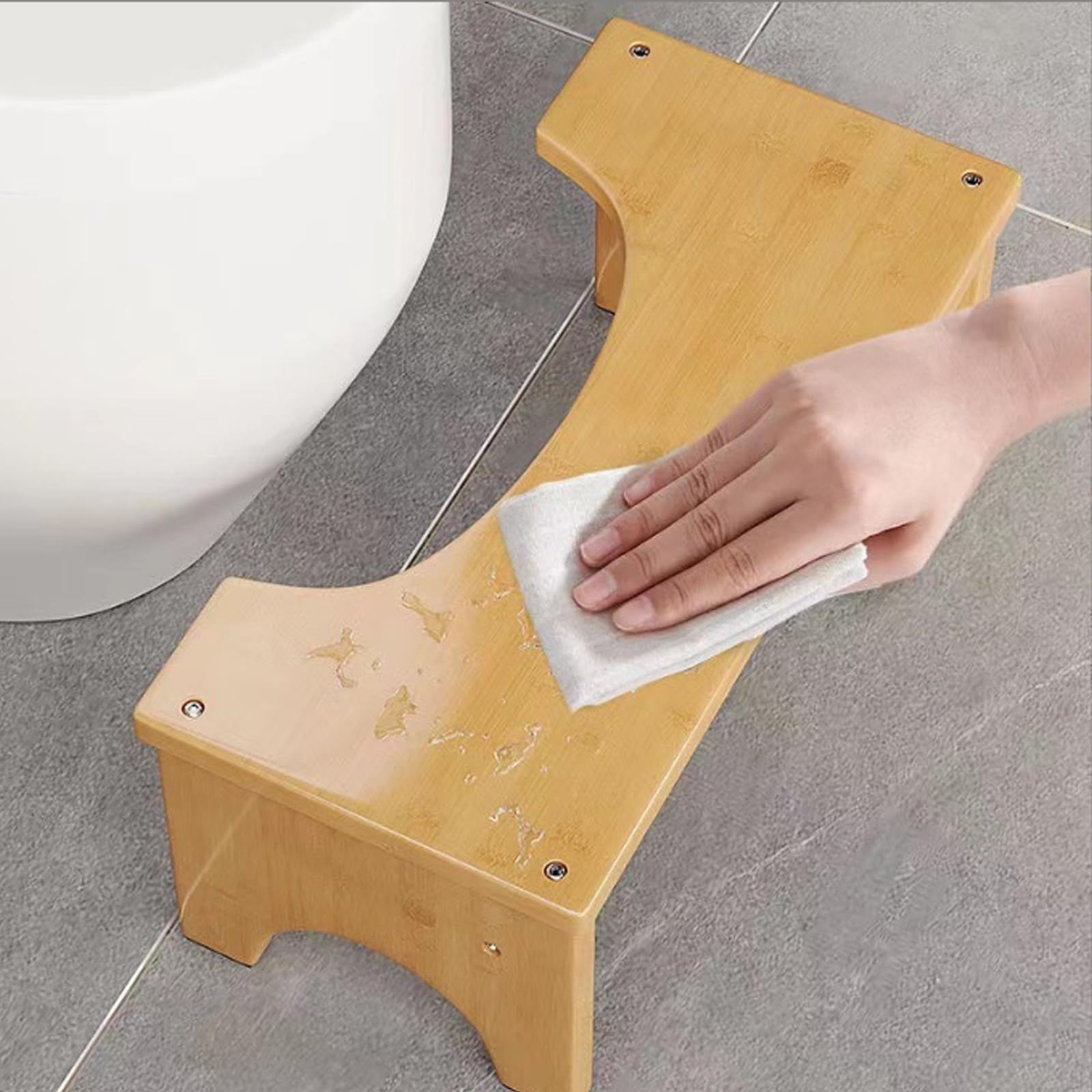 Sgabello per WC in bambù stabile per adulti, 37 x 20 x 17 cm, ergonomico, design naturale, sgabello per WC sano e portatile, aiuto per la seduta in caso di stitichezza