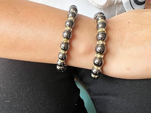 Miniatura 6 de Apocalyptic-K Pulsera magnética para mujer, pulseras de hematita, pulseras magnéticas con circonita, pulsera elástica hecha a mano, elimina la