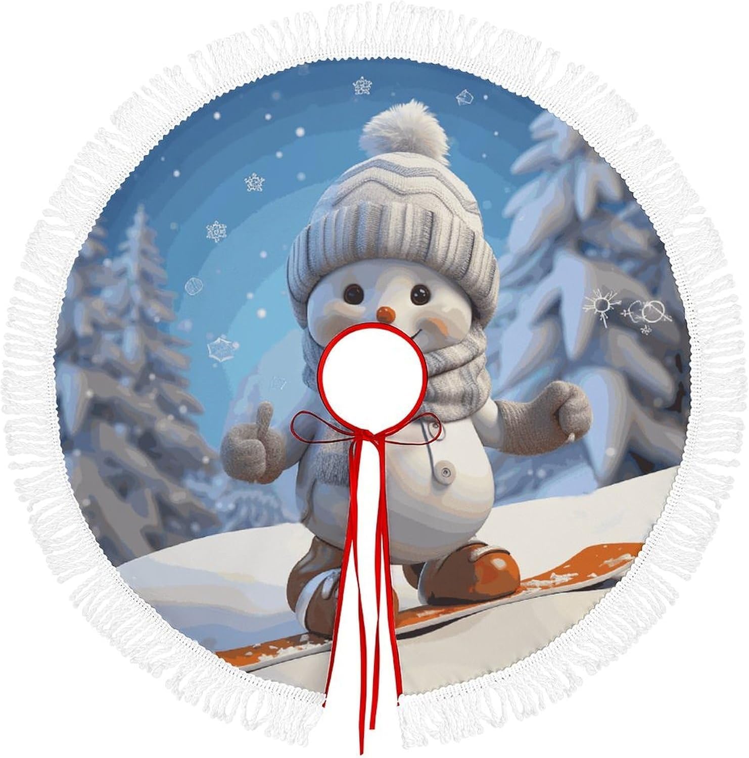 Christmas Tree Skirt Cute Xmas Trees Mat Skirts Personalization Christmas Round Tree Skirts for Holiday Party Decorative Supplies Cute Snowboard Snowman