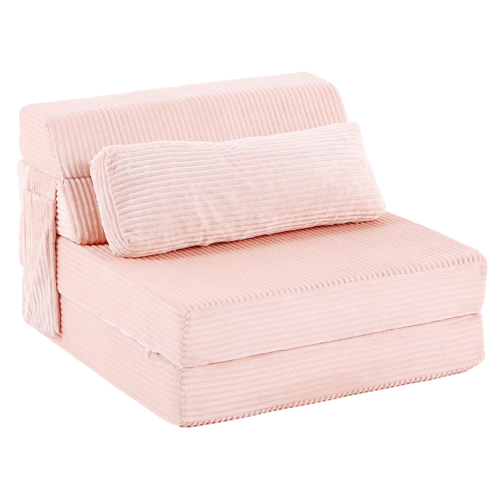 Sofá cama plegable con almohada, silla convertible de pana, cómodo colchón futón para adultos, silla plegable para sala de estar, dormitorio, color rosa