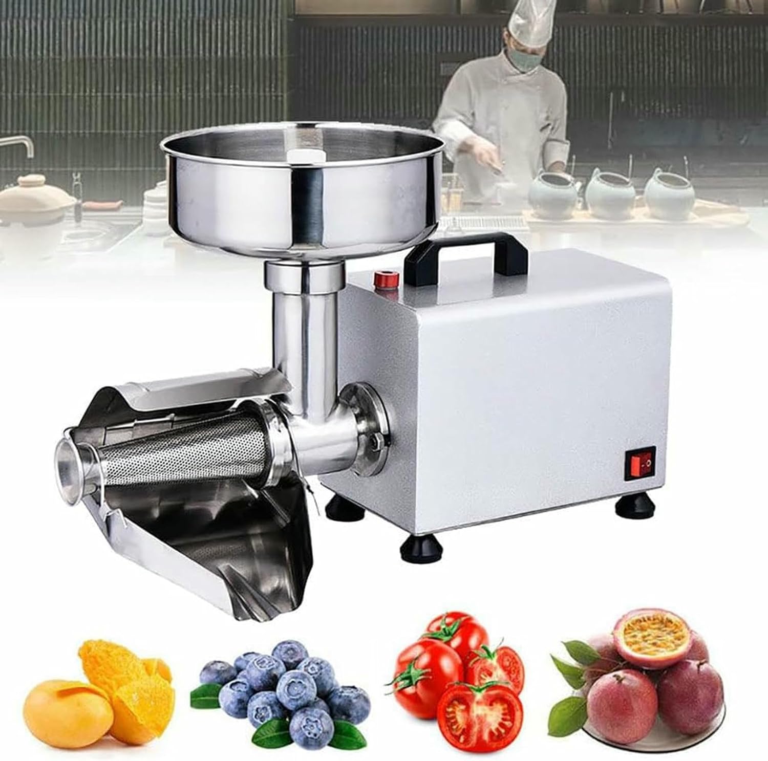 Electric Tomato Juicer, 370W Commercial Stainless Steel Food Grinder, Strawberry Blueberry Fruit Juicer