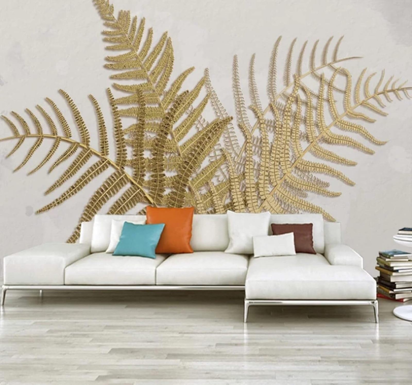 XLMING Minimalist Luxury Gold Embossed Leaves 3D Wallpaper Luxury Home Dining Decor Paste Sofa Living Room The Wall for Bedroom Mural-300cm×210cm