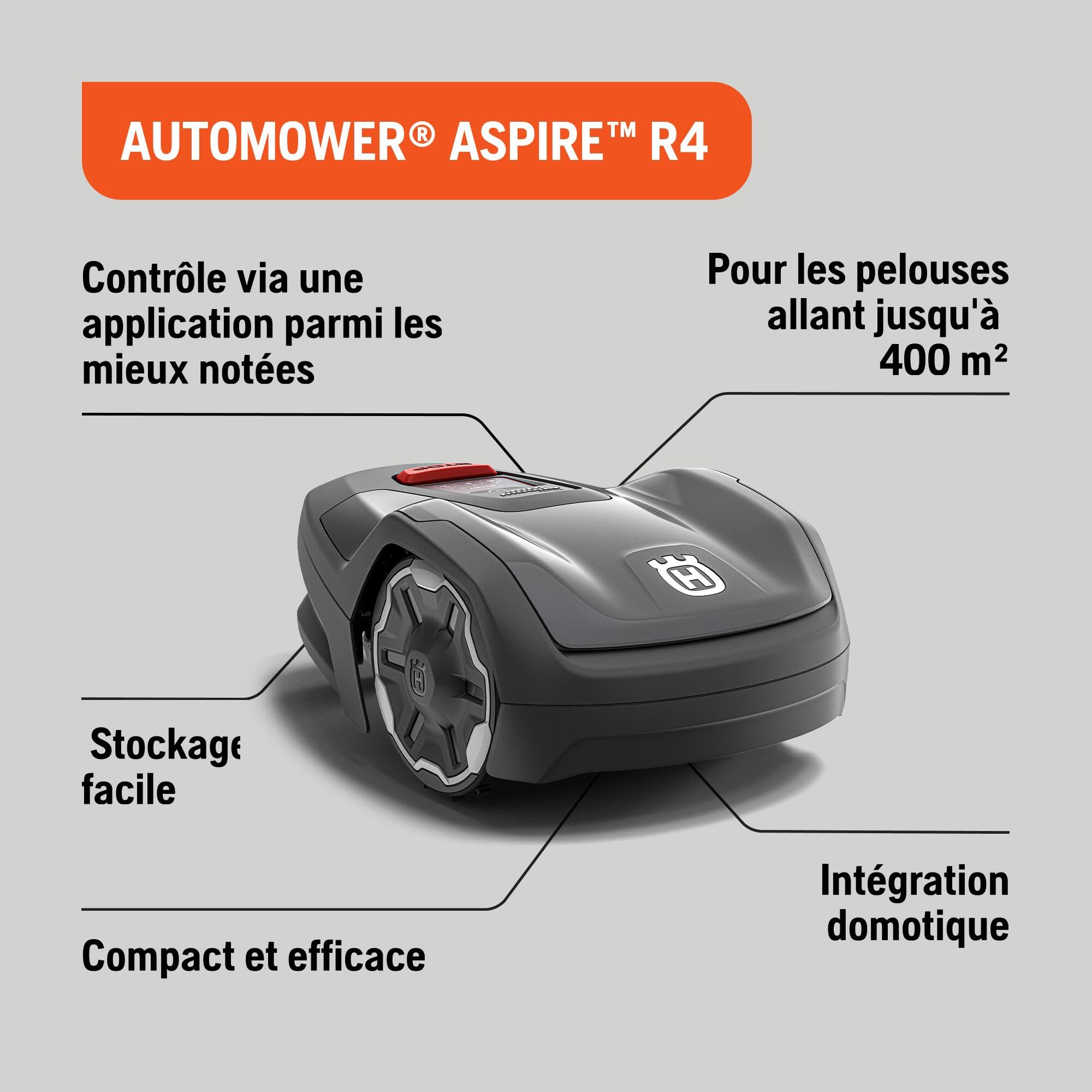 Husqvarna Robot Tondeuse Automower Aspire R4 pour 400 m² de Surface I Tondeuse à Gazon sans Fil Robot contrôle Via l'app - vue 2