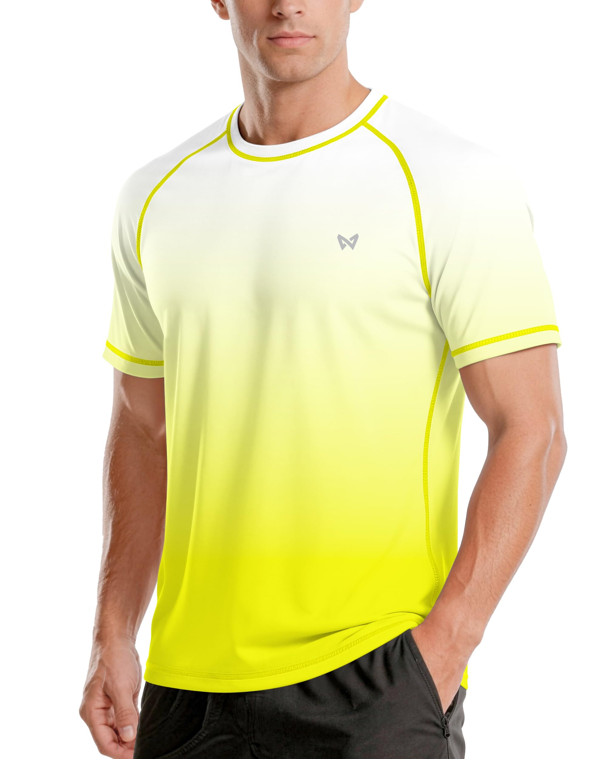 WISMBOX Herren Kurzarm UV-Shirt, UPF 50+ Sonnenschutz Schwimmshirt, Schnelltrocknend & Atmungsaktiv, Rashguard für Surfen, Schwimmen & Strand