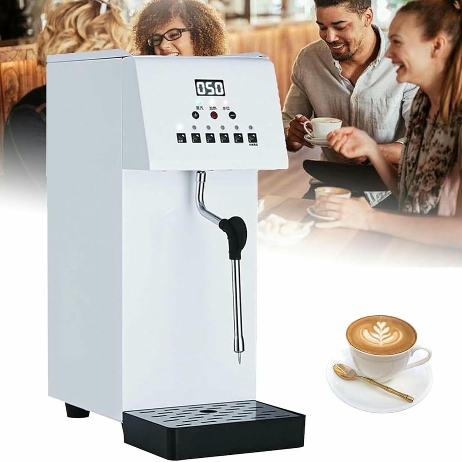Automatic Milk Frother Machine, 6L Commercial Steam Boiling Water Frothing Machine With LED Temperature Display, Fast Heating For Coffee, Milk, Milk Tea