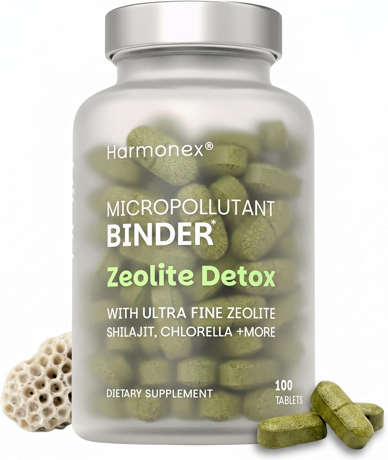 Zeolite Detox Micropollutant Binder – Mineral & Herbal Complex Supplement with Zeolite, Chlorella, Shilajit & Milk Thistle – Gut, Digestive & Liver Support – Vegan, 3rd Party Tested – 100 Tablets