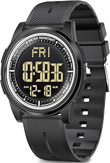 Beeasy Digital Watch for Men Women, 50M Waterproof, Ultra-Thin & Lightweight, 44mm Silicone Sports Watch with Alarm, Stopwatch, Countdown, Ideal for Gym, Running, School, Daily Wear