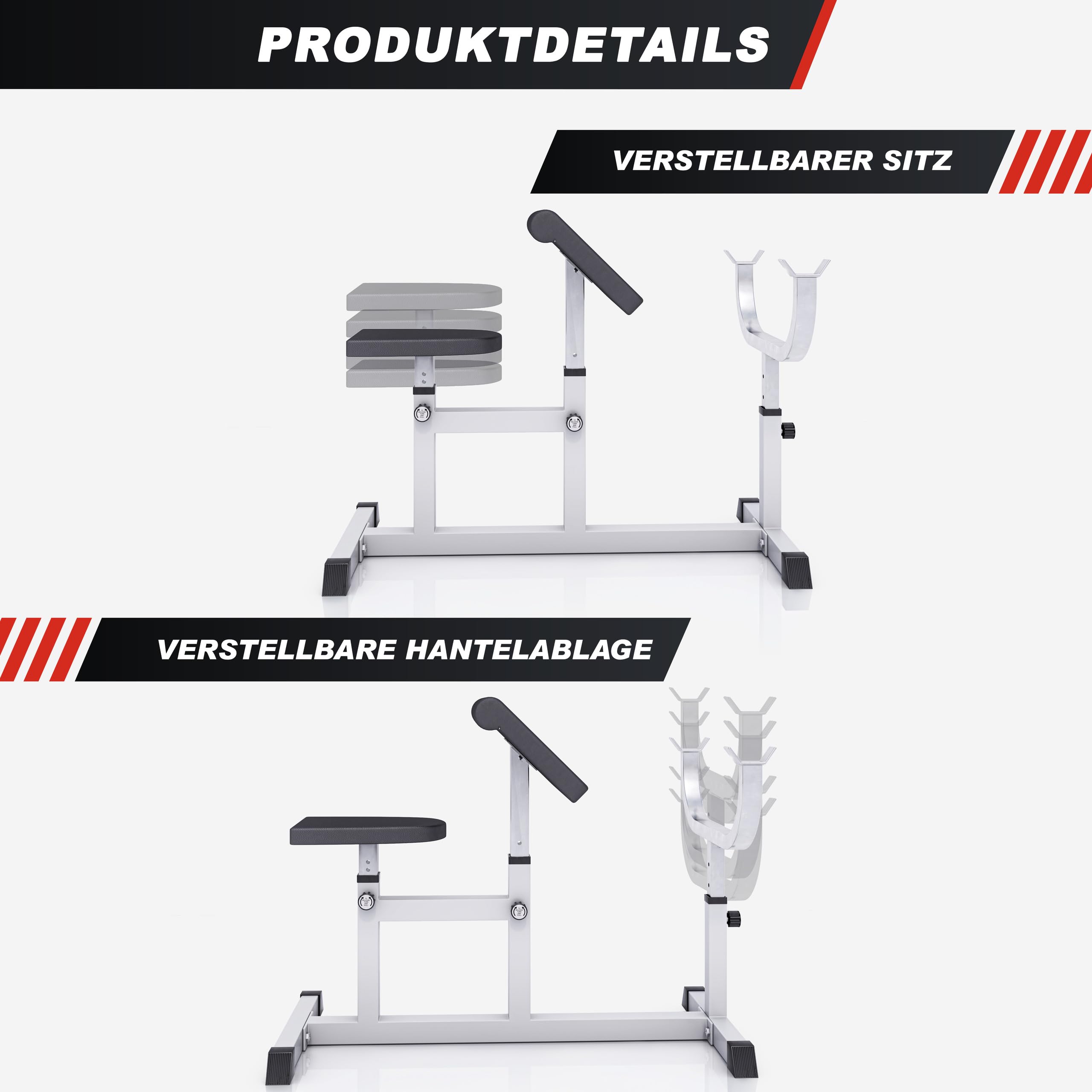 GORILLA SPORTS® Banc de Musculation pour Biceps - Réglable, Charge Max. 200 kg - Curl, Entraînement, Triceps, Preacher, Équipement de Fitness, Gym, Sport