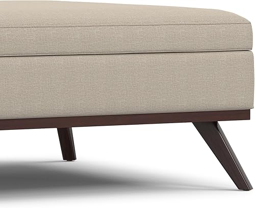 Miniatura 382 de SIMPLIHOME Owen - Bandeja rectangular moderna de mediados de siglo de 34 pulgadas de ancho, otomana pequeña para almacenamiento de mesa auxiliar, en