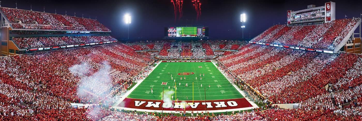 MasterPieces - 1000 Piece Jigsaw Puzzle, NCAA Oklahoma Sooners, Panoramic Football Stadium View, Fun for Adults and Family, 13"x39"