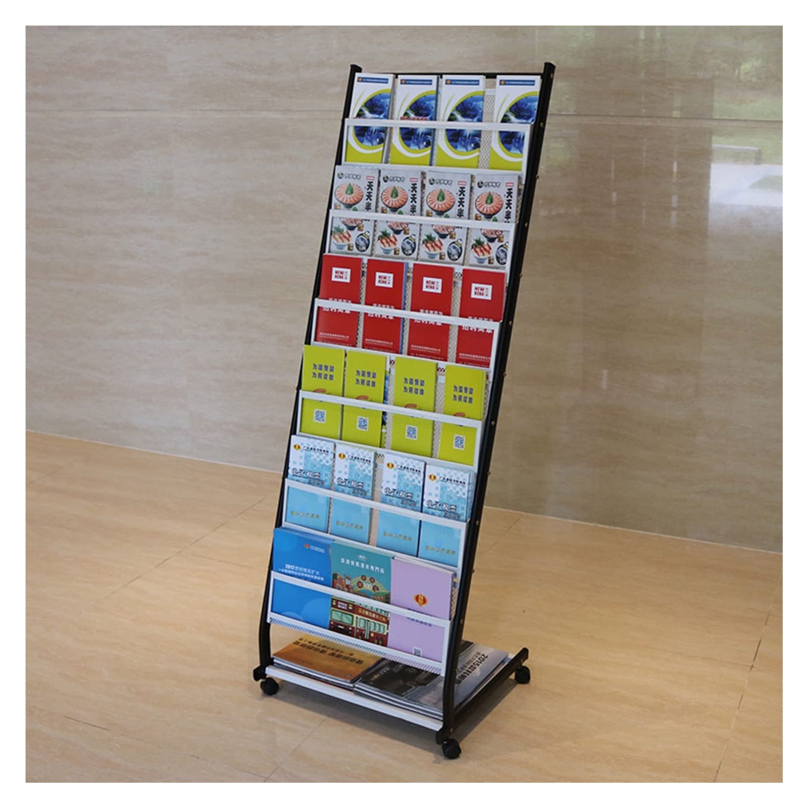 ASerZenith Floor Display Rack, 6-Tier Brochure Storage Vertical Basket, Freestanding Catalog Organizer, Product Exhibition Display Information Stand