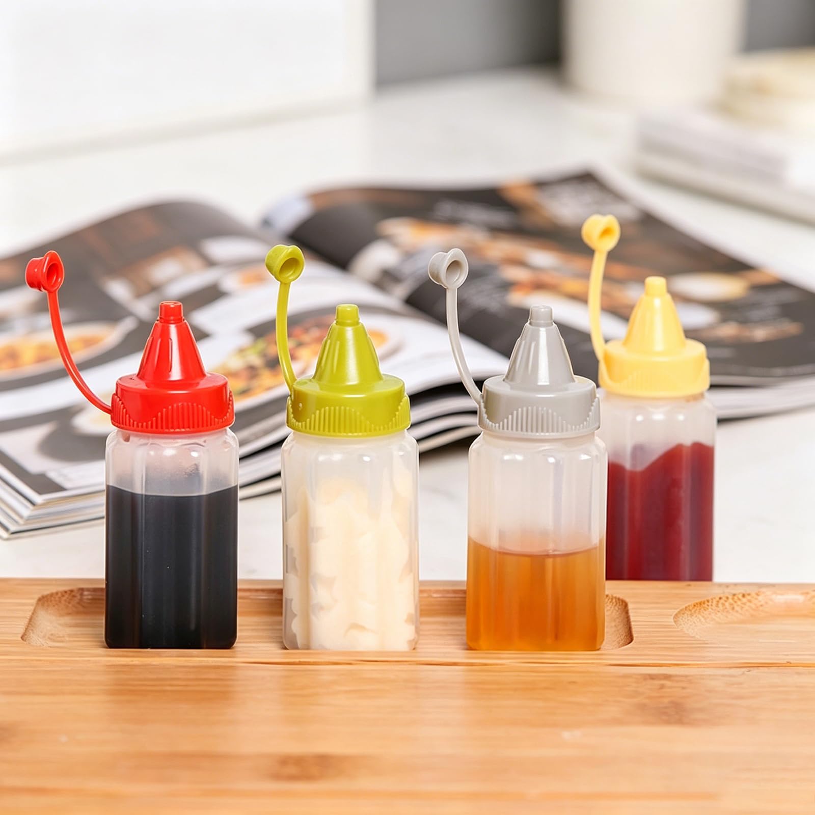 Amazon.com: 8 Pcs Mini Condiment Squeeze Bottles 1 OZ Ketchup Bottle  Plastic Sauce Bottle Honey Mustard Salad Dressing Sauce Bento Box Container  : Home & Kitchen