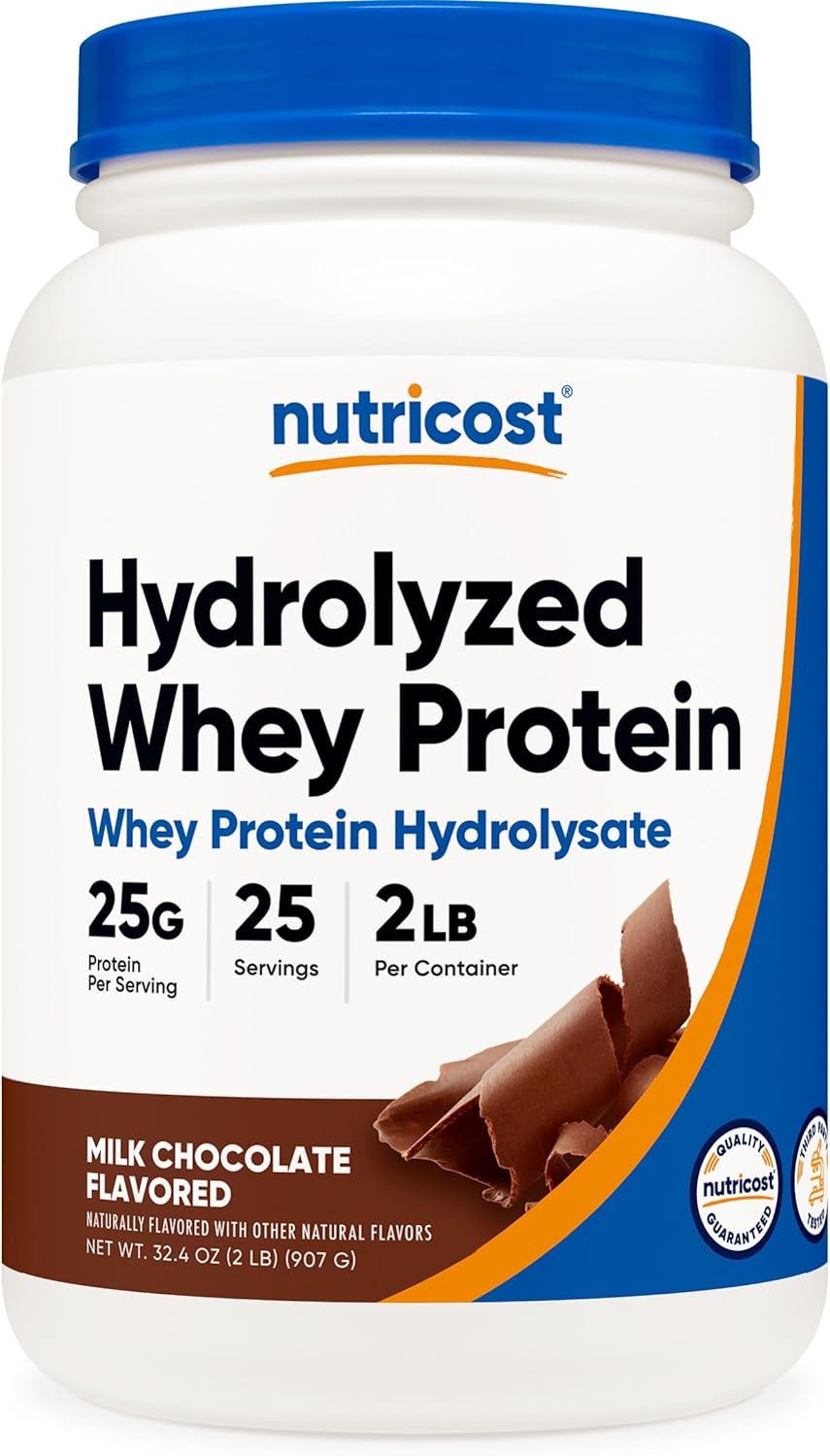 Nutricost Hydrolyzed Whey Protein Powder (Chocolate) 2 LBS - Whey Protein Hydrolysate, 25g of Protein, GMO-Free, Gluten-Free