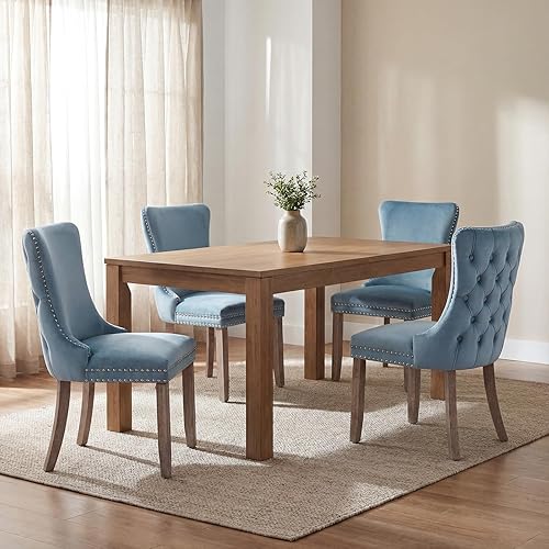 Miniatura 25 de Juego de 6 sillas de comedor de terciopelo beige, Silla tapizada de tela para cocina y comedor, sillas de comedor modernas de mediados de siglo,