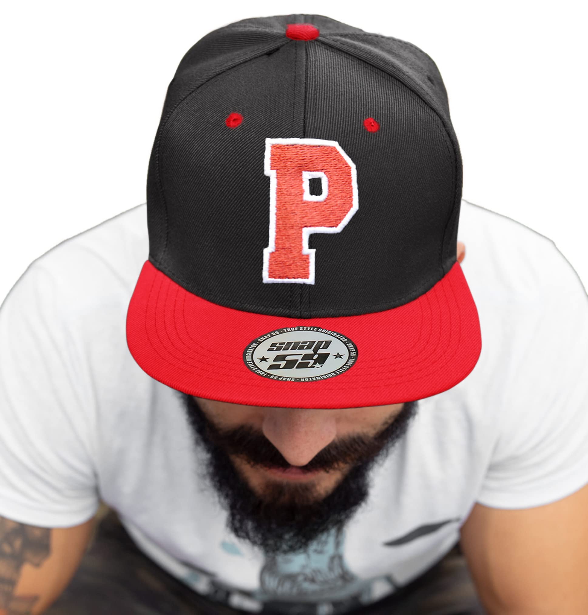 4sold ABC Letter Snapback Cap in Red Black/White with Letters A to Z (P)