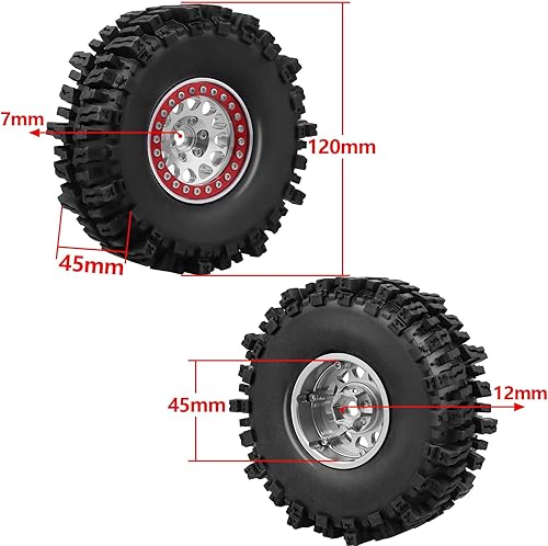 Miniatura 2 de HobbyPark Goma blanda 110 RC Crawler 1.9 - Neumáticos de 4.7 pulgadas, 4.724 in y 1.9 Beadlocks Juego de ruedas para Scale RC4WD Axial SCX10 TRX4