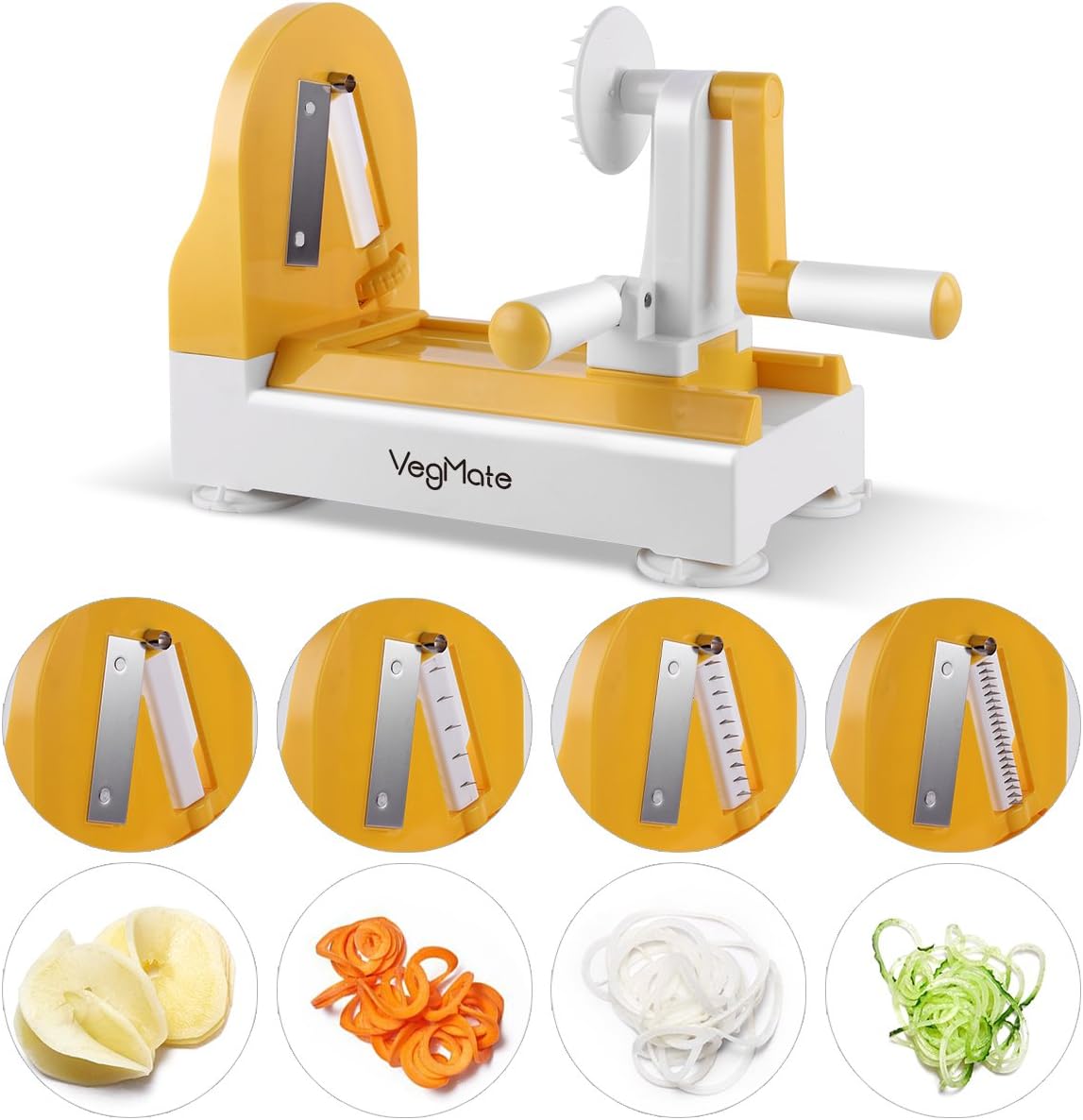 VegMate VM002-US Spiralizer, Yellow-white