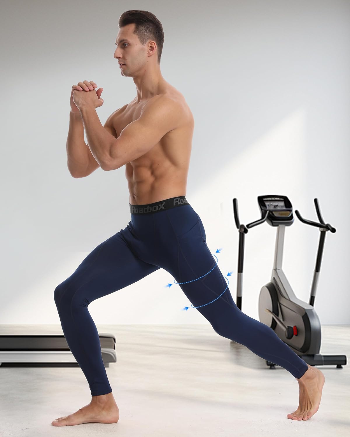 Roadbox 2 Pack Men's Compression Pants, Quick Dry Running Tights Leggings with Pockets, Athletic Base Layer for Workout Gym - Image 3