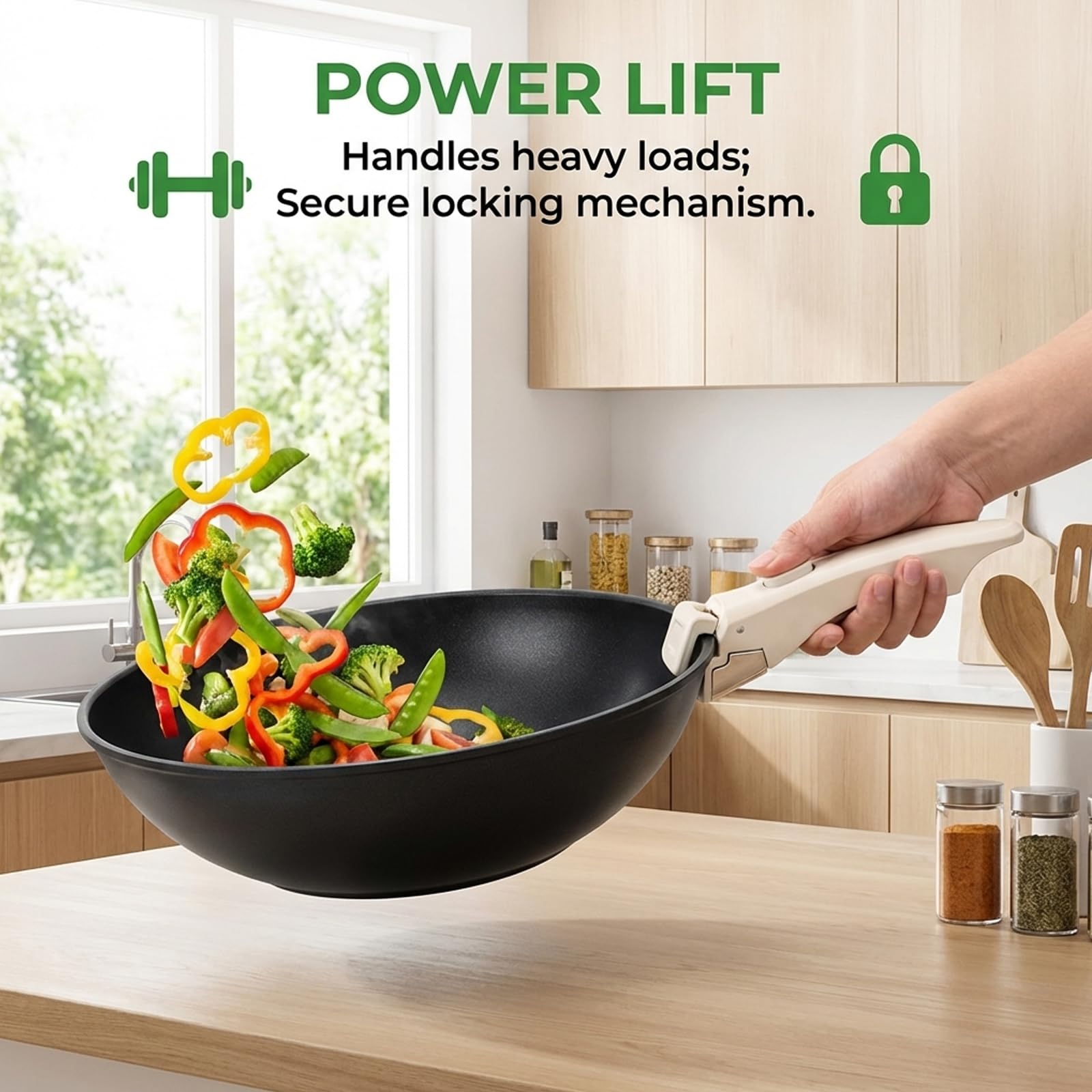 KxrTpx Universal Detachable Pan Handle, Space-Saving Removable Handle for Pots and Pans Anti-Scald Protection - Image 6