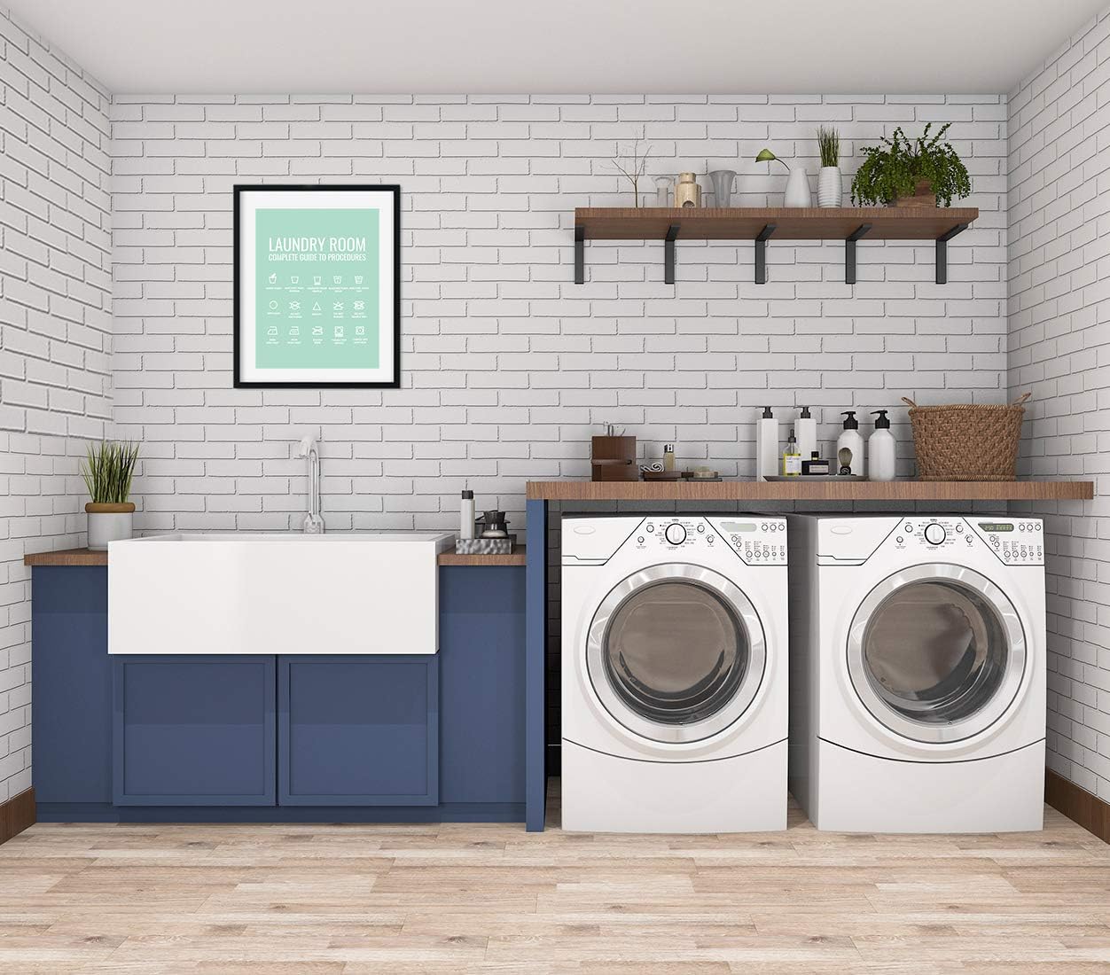 Andaz Press Laundry Room Wall Art Decor Signs, 8.5 x 11-inch Poster, Mint Green Print, Laundry Room Guide to Procedures, 1-Pack