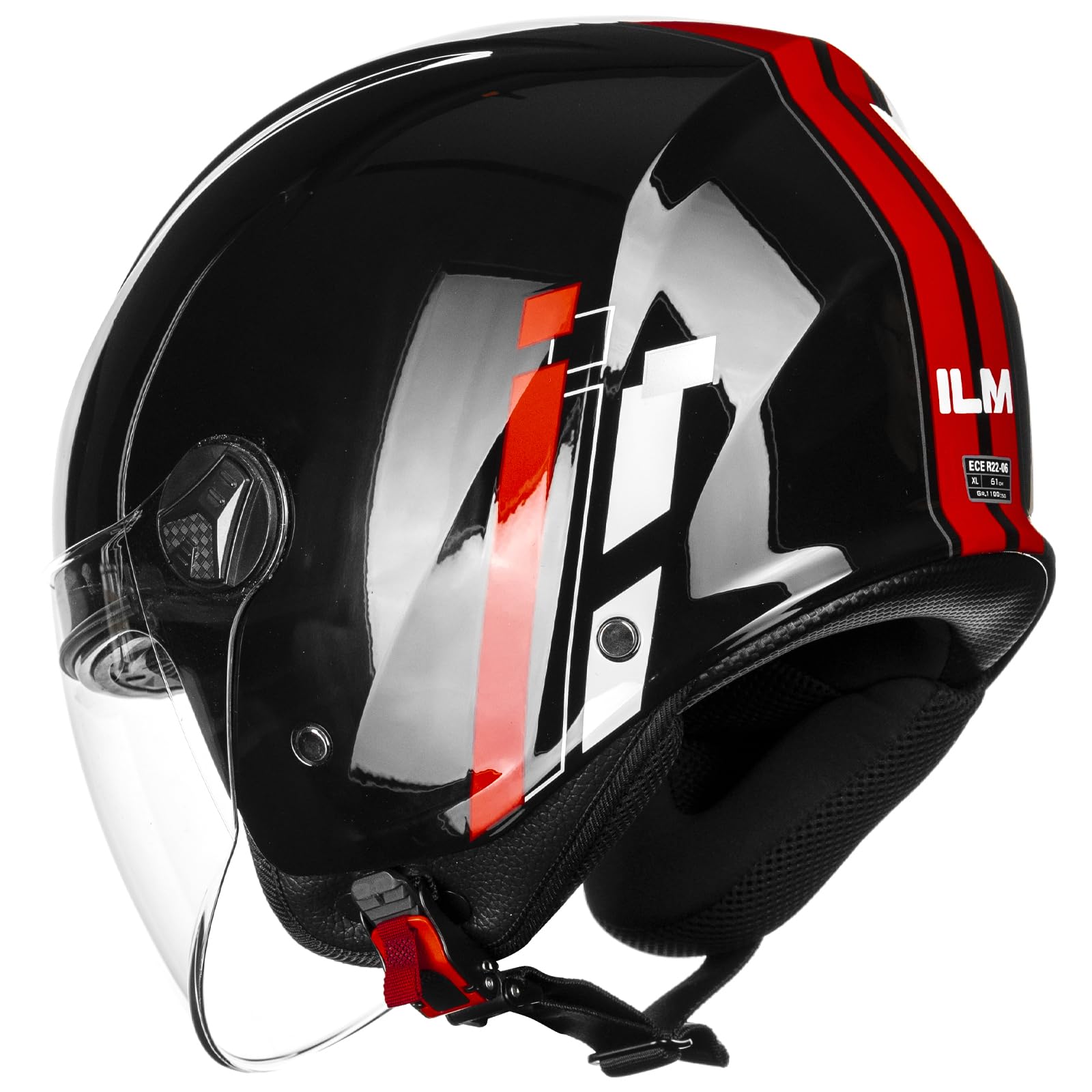 ILM Casque Moto Jet Homme Femme ECE Homologué Vintage avec Visière Modèle WT506