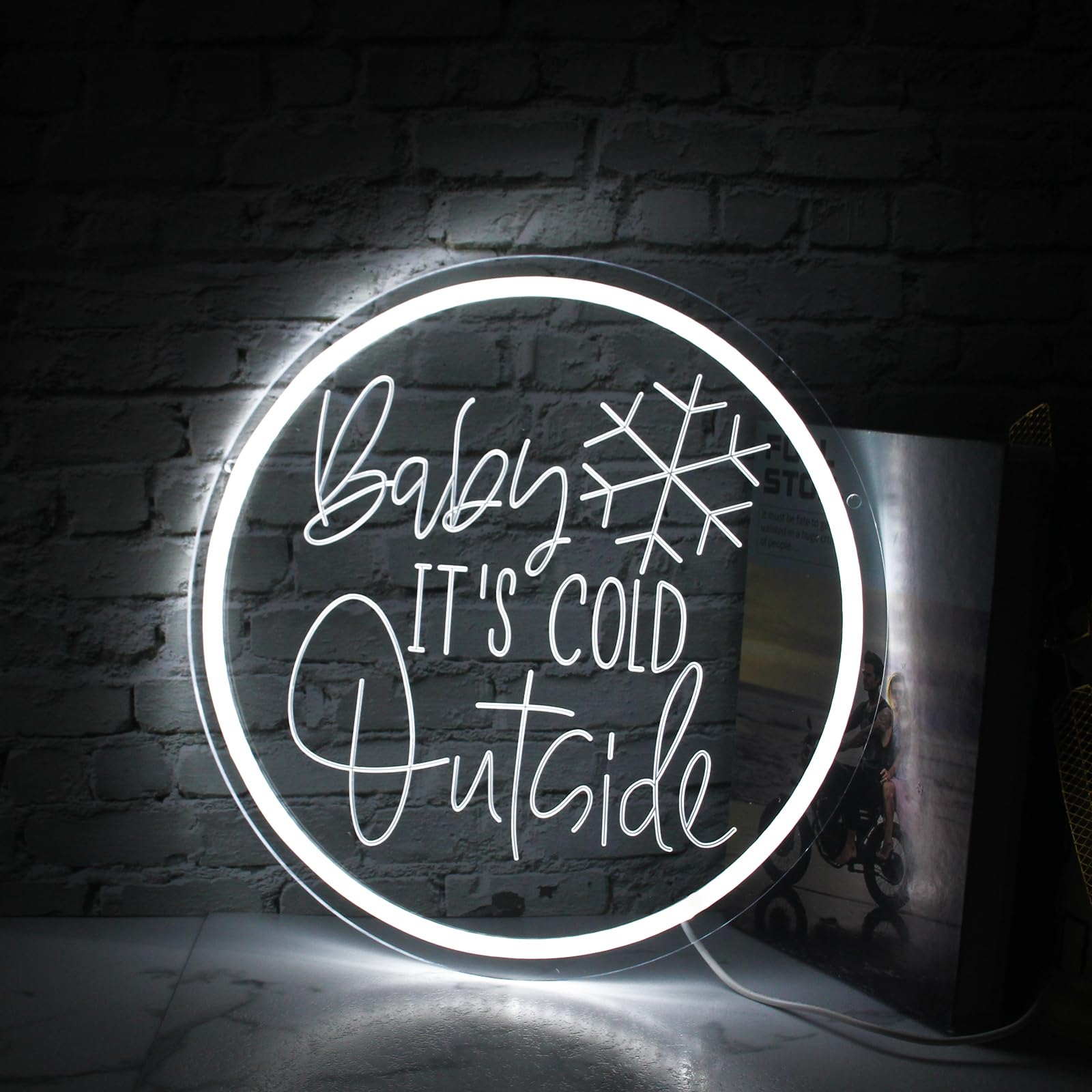 Jesalah Winter-Themed Neon Sign - 12.8inx12.8in - Acrylic, PVC - Modern Style - Wall Mount/Window Mount/Tabletop — image 1