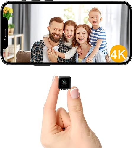 Mini cámara, 4K WiFi micro cámaras inalámbricas, cámara portátil para niñera con almacenamiento en la nube y SD, detección de movimiento, visión