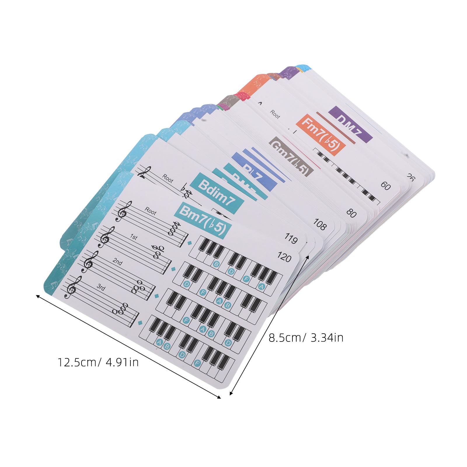 Yardwe 1 set di carte con accordi per pianoforte per principianti, strumenti essenziali per la pratica degli accordi per insegnanti di pianoforte - Flashcard con spartiti musicali per lezioni e studio