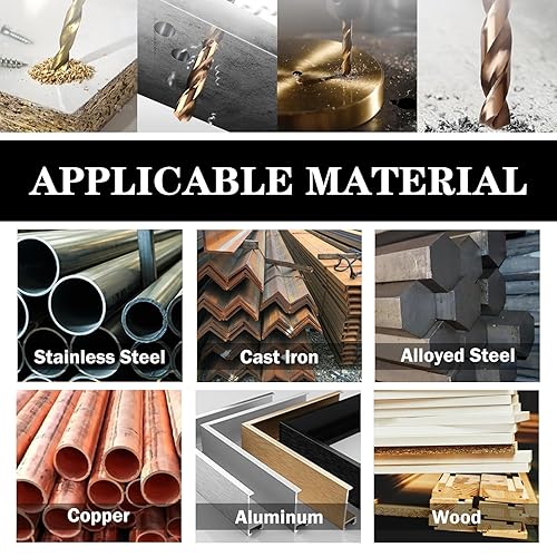 Miniatura 4 de SALI Juego de 9 brocas de cobalto, vástago hexagonal de 116 a 38 pulgadas, brocas de acero de alta velocidad, para madera dura, aluminio, metal,