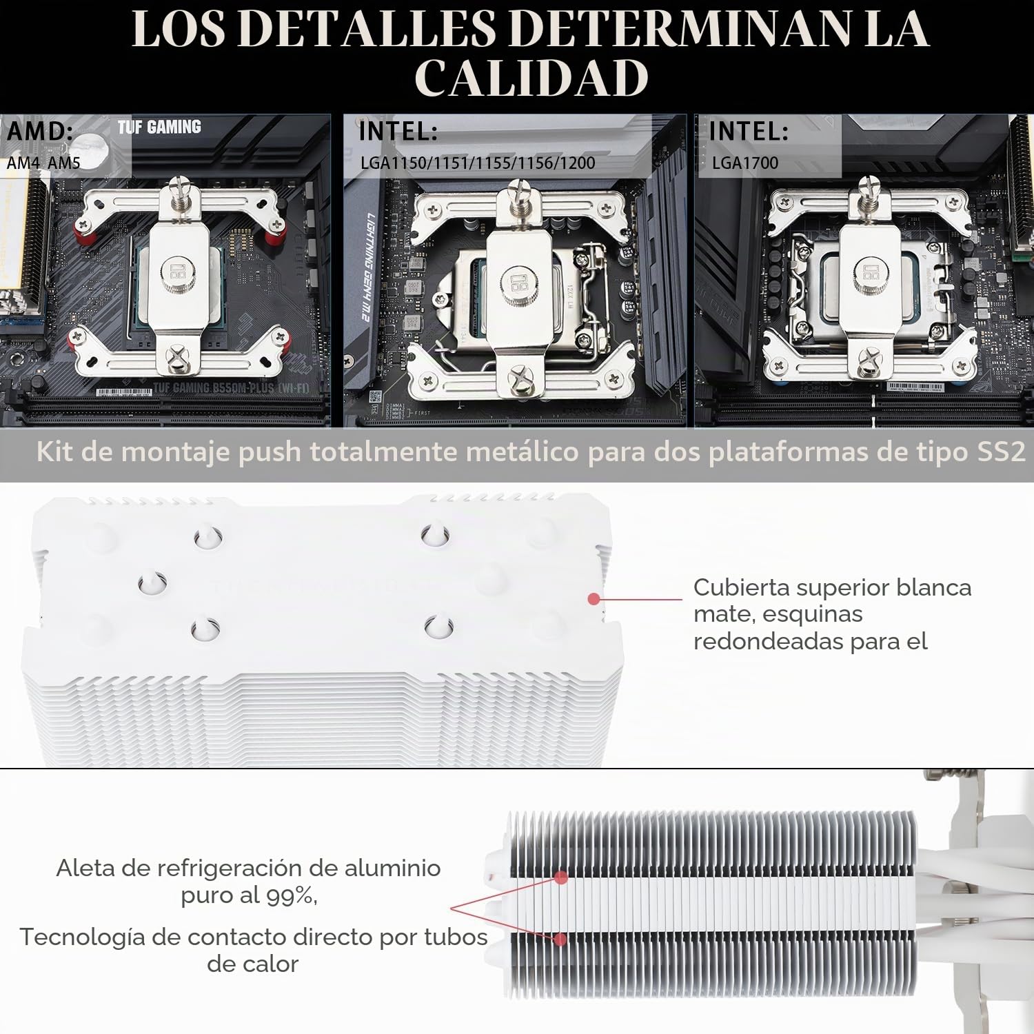TR Assassin King 120 SE White ARGB Enfriador de aire para CPU, 5 tubos de calor, TL-C12CW-S PWM Enfriador de CPU silencioso, Para AMD AM4 AM5/Intel 1151/1150/1200/1700