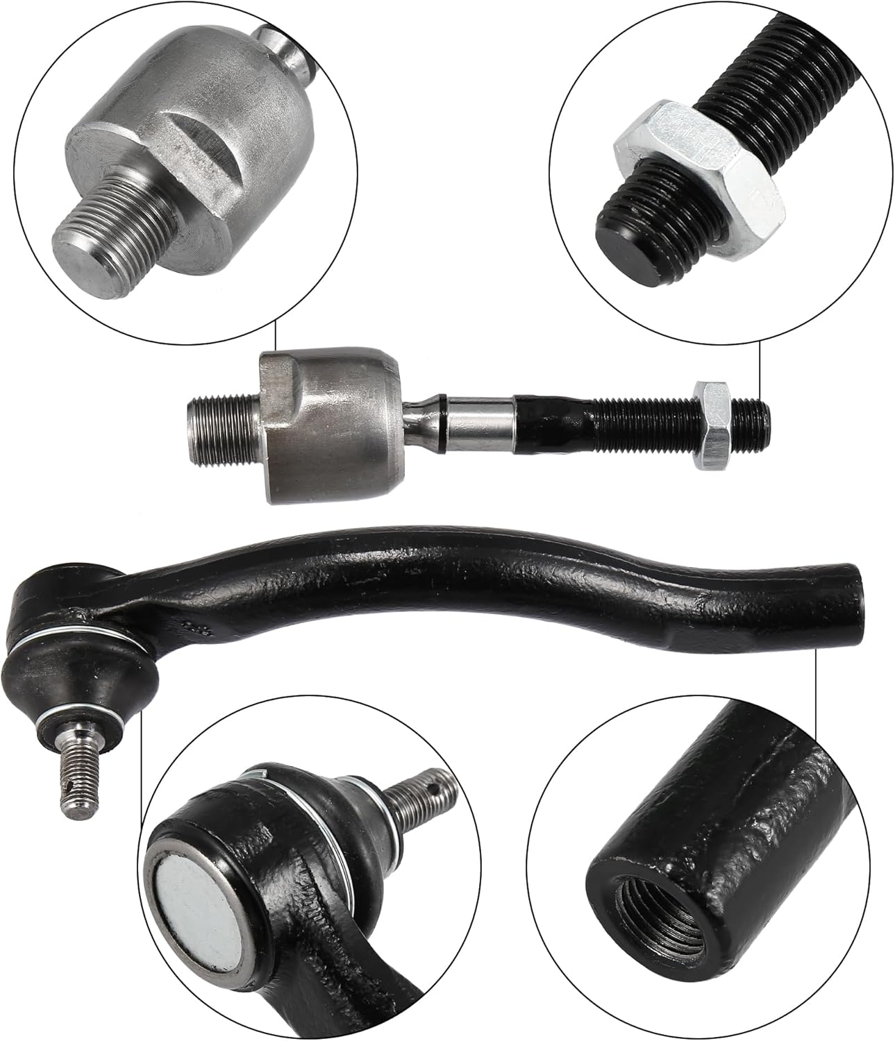 X AUTOHAUX Front Inner Outer Tie Rod End Links Kit EV80210 ES80287 ES80288 for Honda Accord 2003-2007 for Acura TSX 2004-2008 Suspension Steering Part Kit