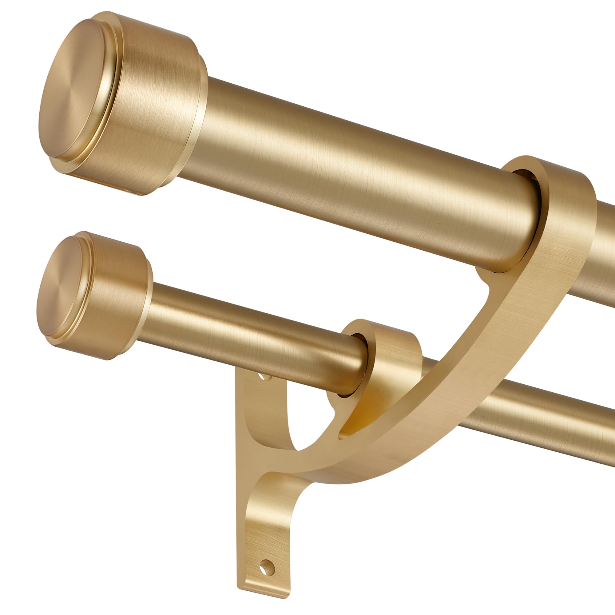 Double Curtain Rods with Aluminum Bouquet Brackets and Finials, Antique Bronze