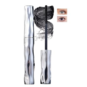 Iron Wand Mascara, Black Washable Metal Wand Waterproof Long Lasting Lash Extensions Threaded Mascara, 3D Curling Natural Length Slim Volume Building Sunflower Steel Tube Eyelash