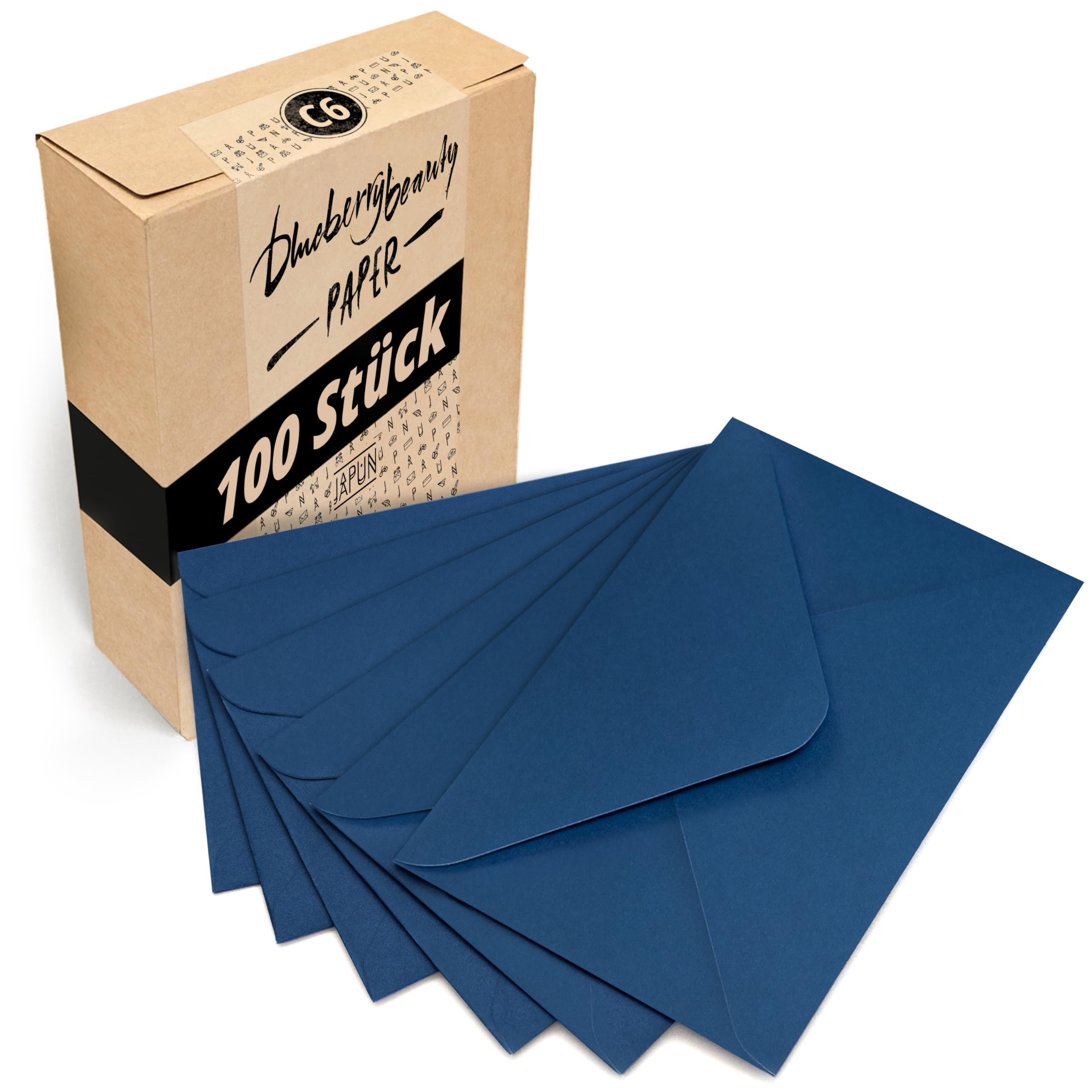 Japun - sobres (100 piezas) de papel, sobre sin ventana - DIN C6-162 x 114 mm - azul