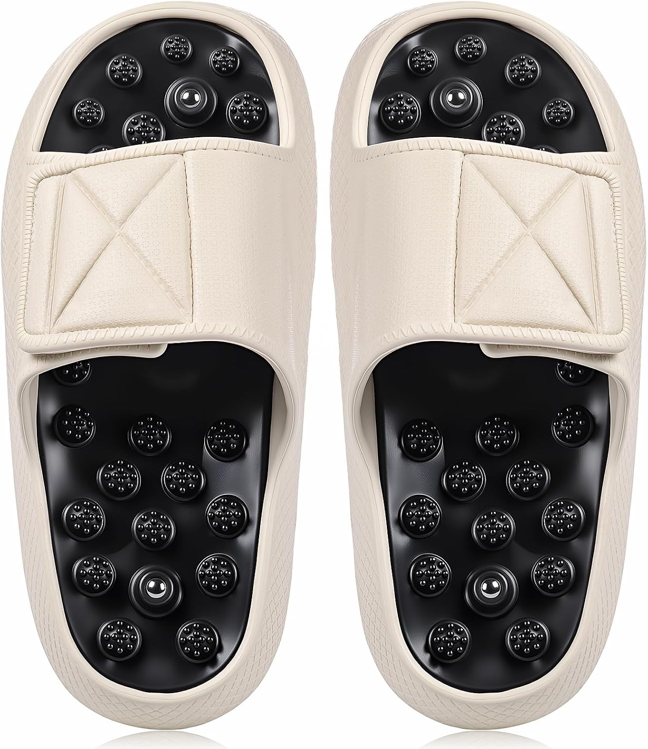 Glitopper Magnetic Acupressure Slippers Massage Slippers Acupressure Foot Shoes Reflexology Sandals Gift for Men Women Reduce Feet Neuropathy Pain Relief(Us Women 8.5-9.5/ Men 6.5-7.5,White)
