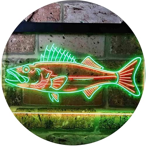 Miniatura 9 de ADVPRO Walleye Fish Camp Man Cave - Letrero de neón LED de doble color, verde y azul, 24 x 16 pulgadas st6s64-i3732-gb