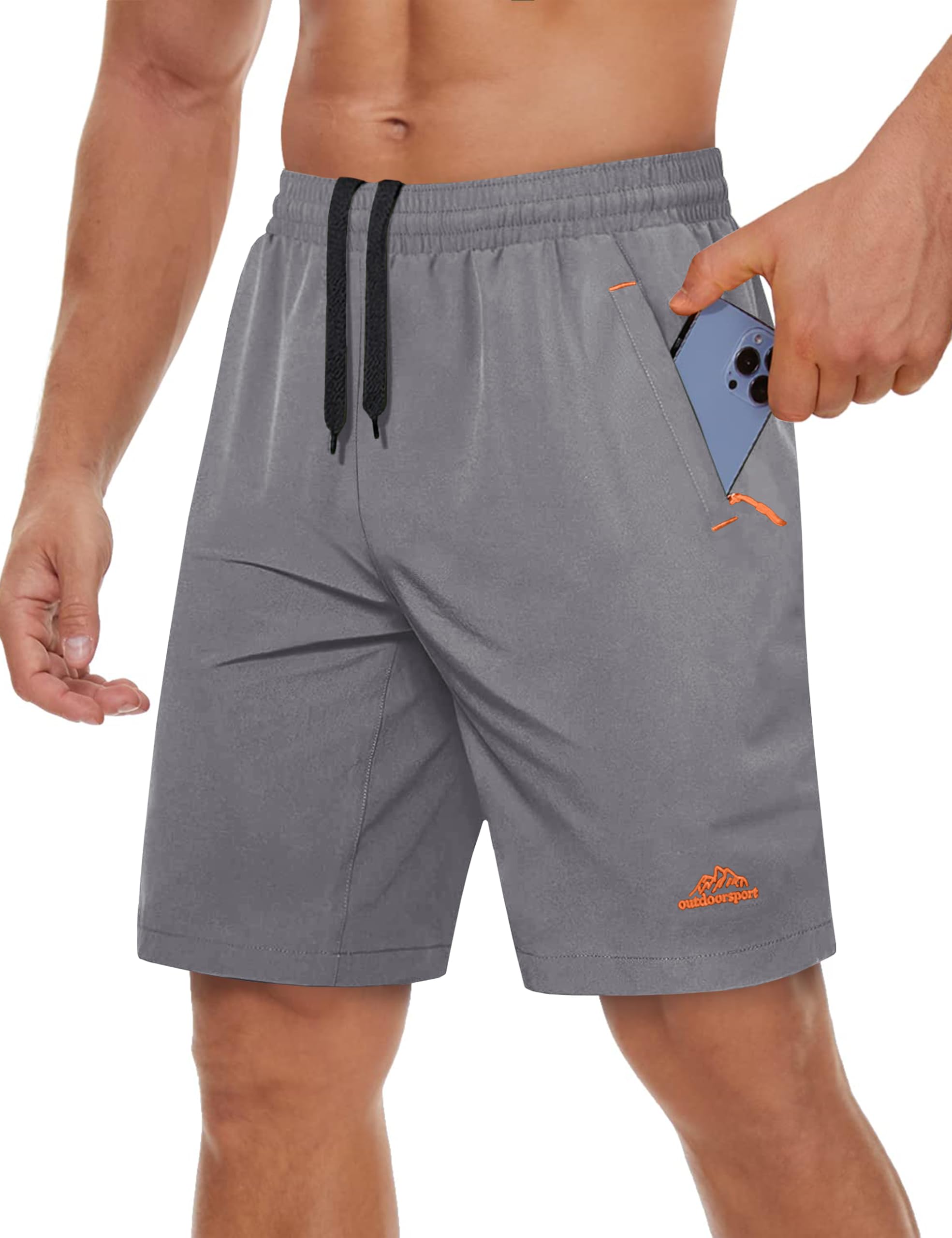 TACVASEN Men's Quick-Drying Training Shorts, Running Shorts, Breathable Sports Shorts with Zip Pockets — view 10
