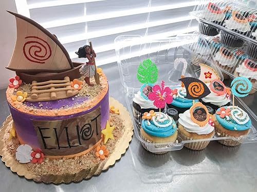 Miniatura 7 de JeVenis Decoración hawaiana para cupcakes con purpurina del océano, decoración de fiesta de cumpleaños para Luau tropical, fiesta de verano, baby