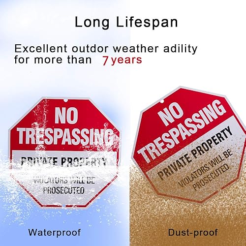 Miniatura 2 de Matel Private Property No Trespassing - Señales de aluminio de 12 x 12 pulgadas con impresión UV de montaje. Duraderoresistente a la intemperie