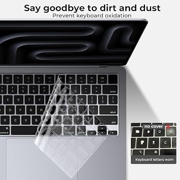 EooCoo Keyboard Cover Skin for MacBook Neo, Pro 14/16, Air 13/15, Clear