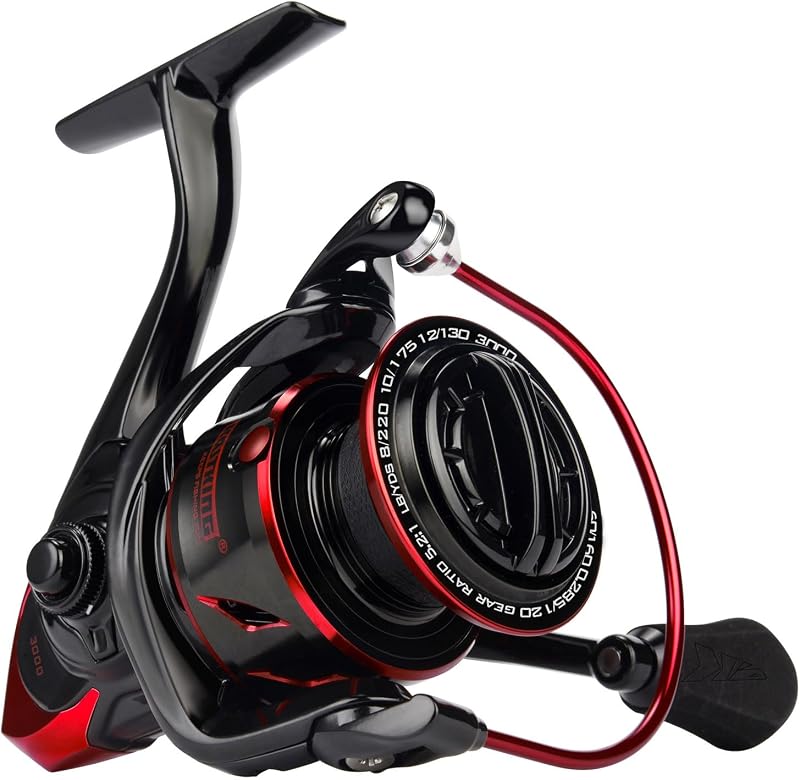 Carretes de pesca giratorios KastKing Sharky para agua salada y agua dulce | Arrastre máximo: 39,5 lb, 10+1 BB, 9,8 oz, marco ligero Nylitech, relación de engranajes 5,2:1 y 6,2:1, eje de gran tamaño, regalos de pesca
