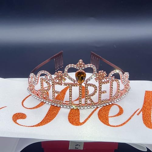 Miniatura 4 de GotGala Decoraciones de fiesta de jubilación, regalos de jubilación para mujeres, juego de tiara y banda de jubilación, corona de cristal con